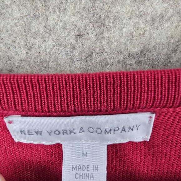 New York & Company Womens Short Sleeve Scoop Neck Sweater Pink Size M Acrylic - Picture 3 of 6